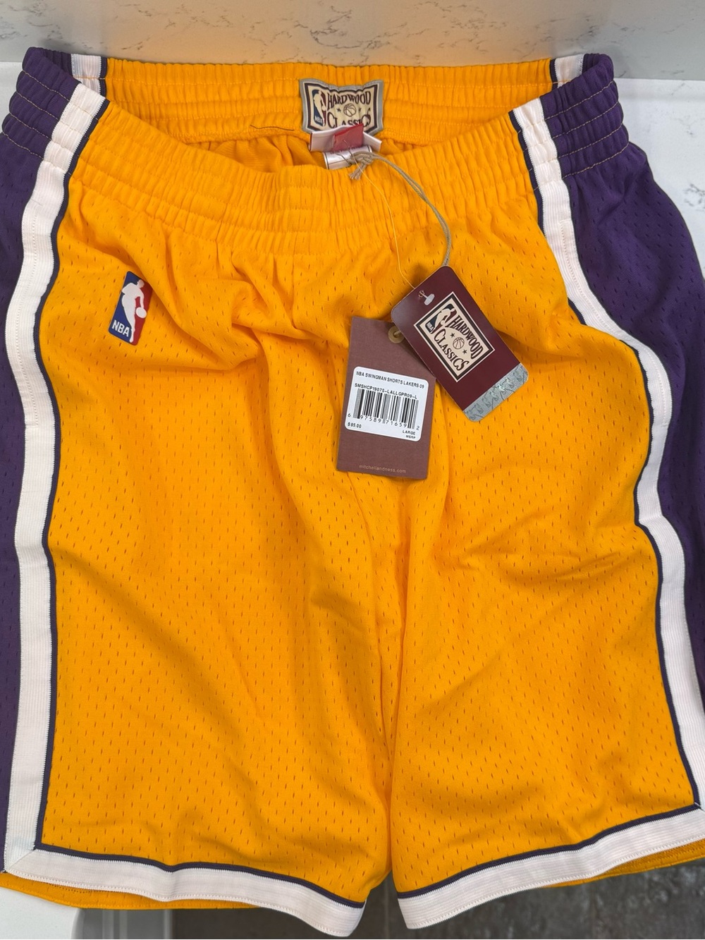 Mitchell & Ness Lakers Gold and Purple Mesh Basketball Shorts